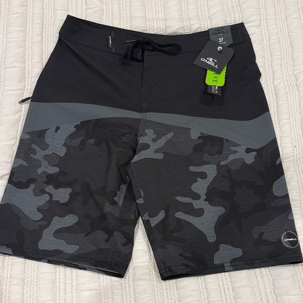 O'Neill Men's Black and Gray Camo Board Shorts